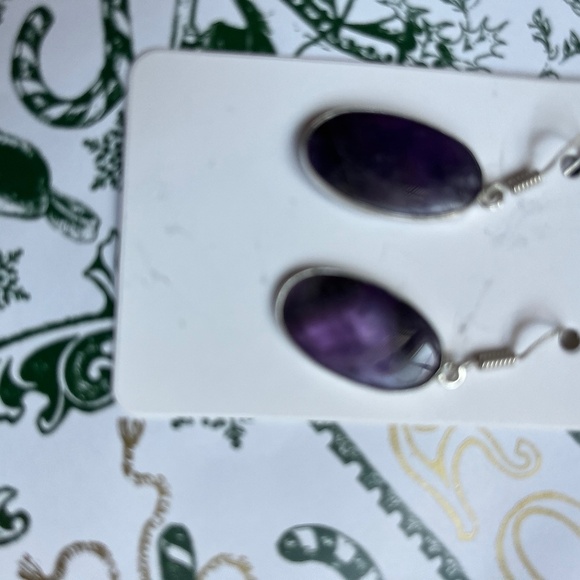 Purple stone dangle earrings - Picture 1 of 2